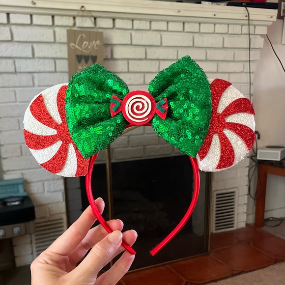 Disney Accessories - Disney candy cane Mickey ears with bow